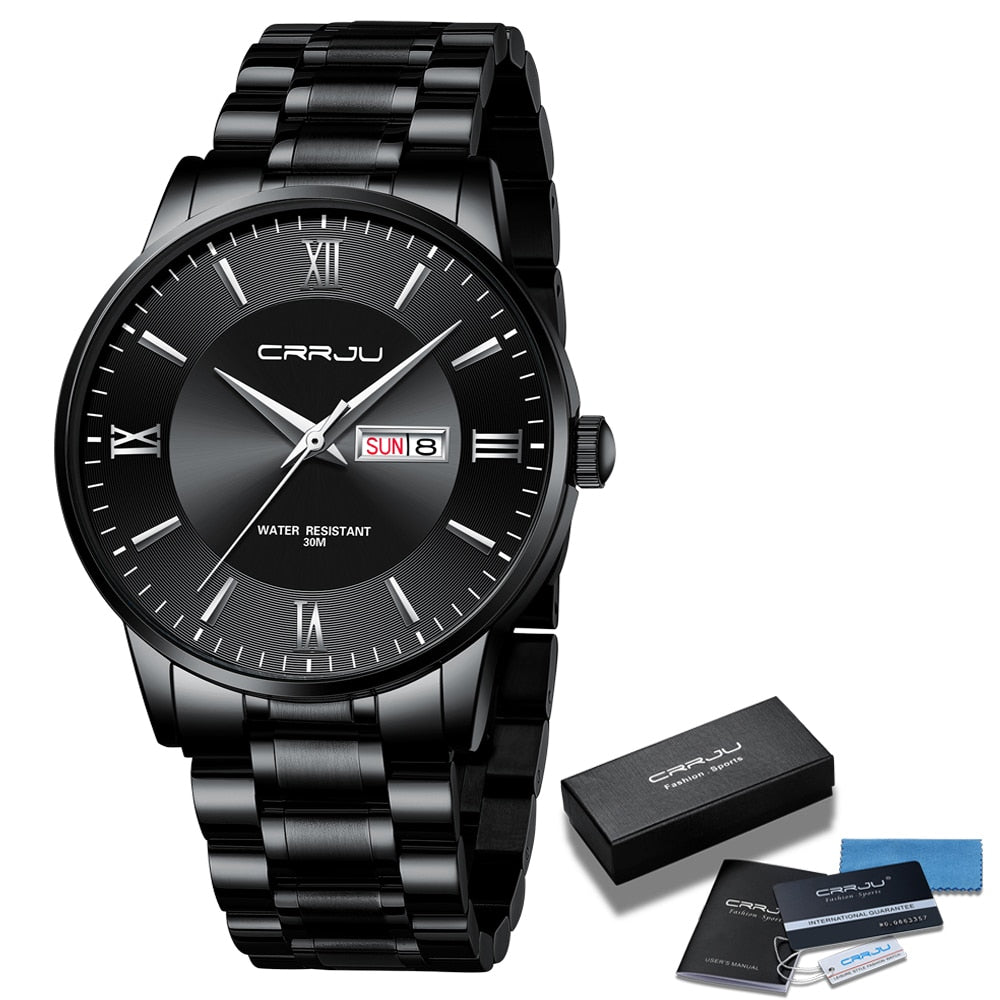 Reloj cronógrafo de cuarzo de lujo para hombre – Reloj deportivo de acero inoxidable resistente al agua