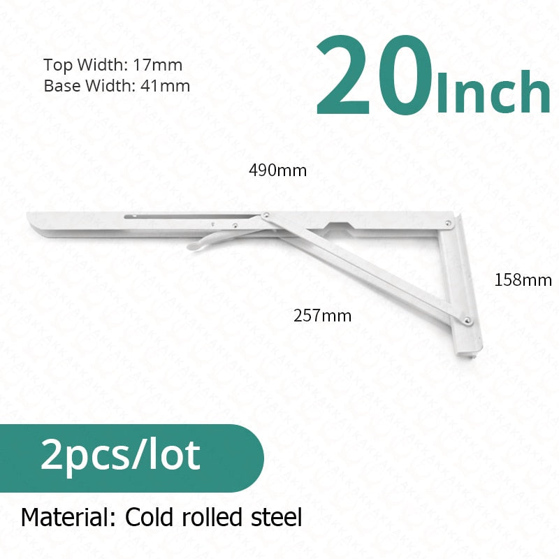 Soportes plegables resistentes para estantes — acero inoxidable, juego de 2 piezas, montajes de pared de plegado rápido