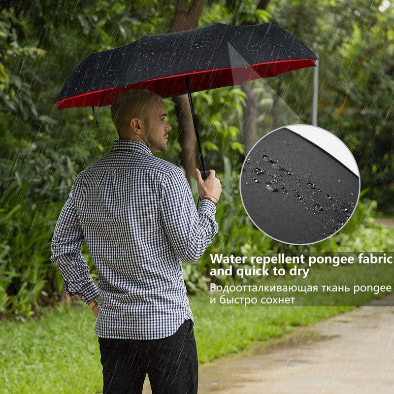 Windproof Storm Umbrella — Auto Open Button, Single Hand Operation