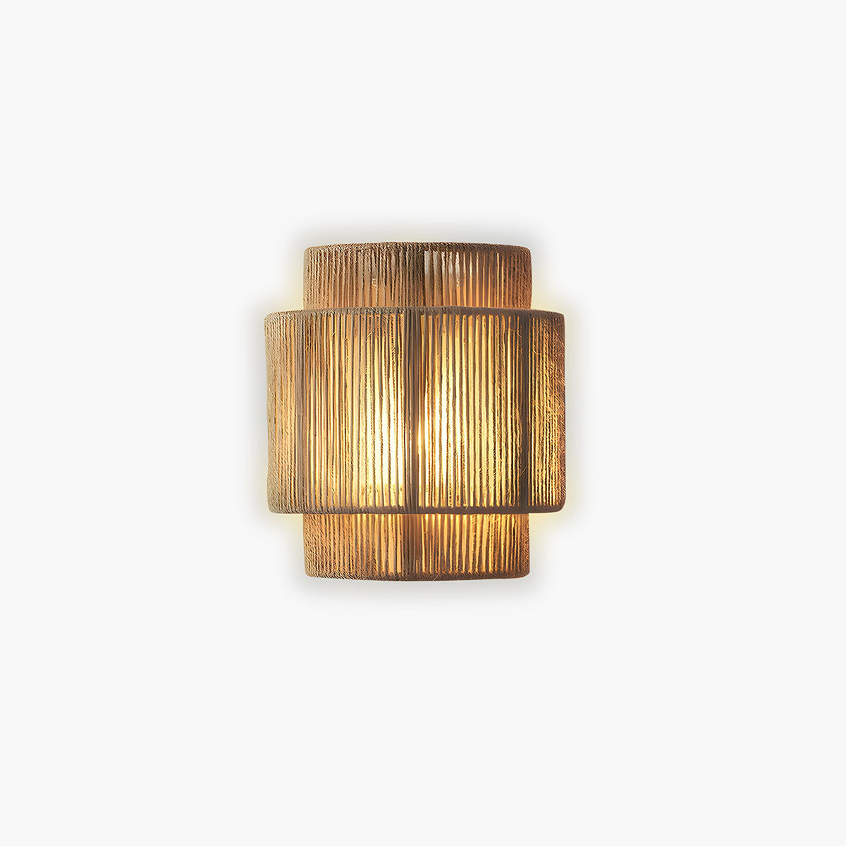 Minimalistisk japanskinspireret LED-væglampe, design i naturreb og varmt skær