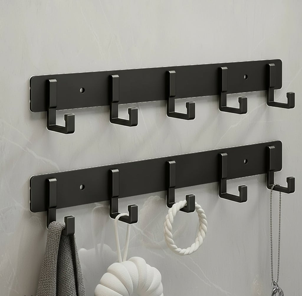 Appendiabiti da parete, ganci neri, design minimalista robusto