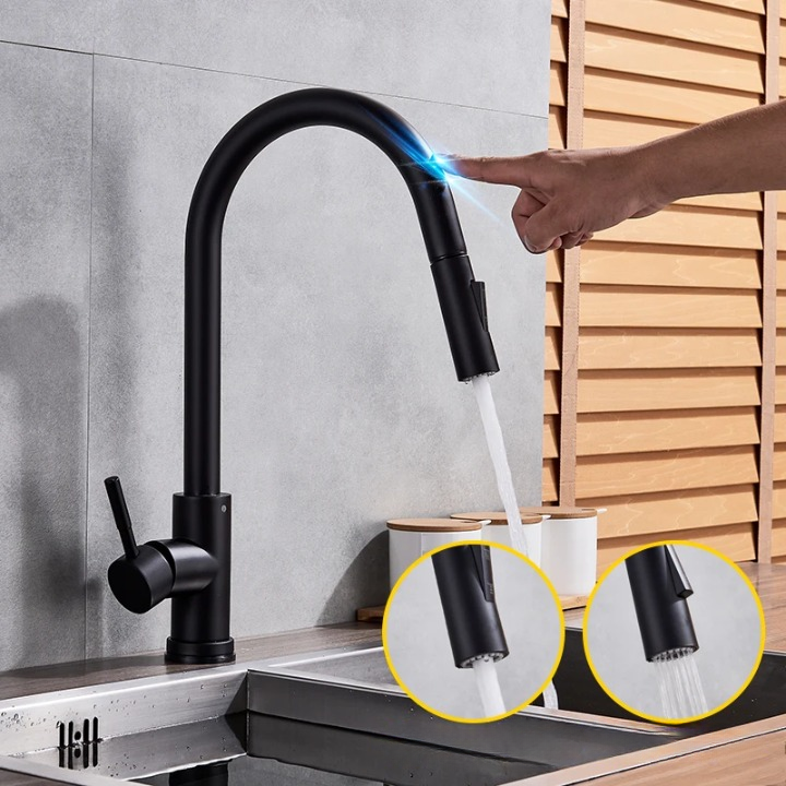 SmartTouch köksblandare i borstad nickel — touchsensor, utdragbart spraymunstycke