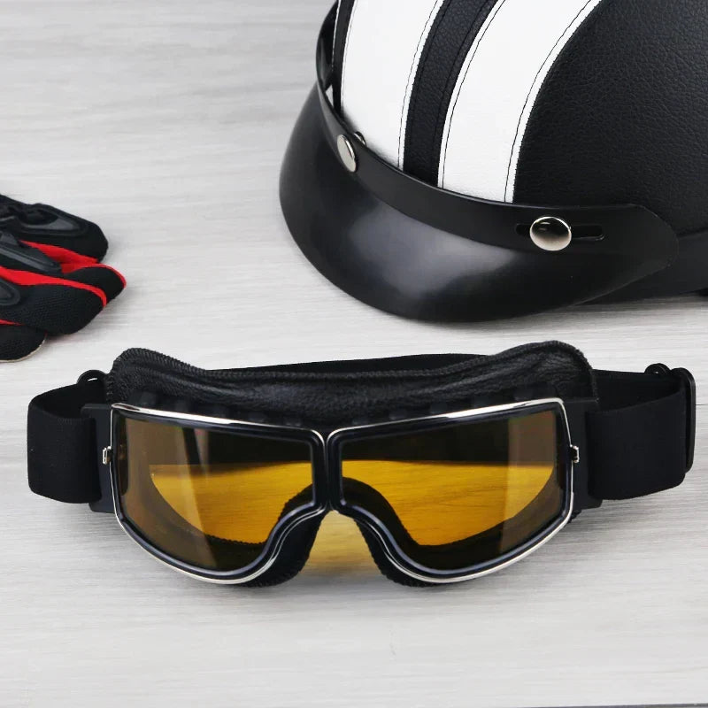 Street  Vintage Motorcycle Goggles — Ample Clearance for Eyeglass Compatibility