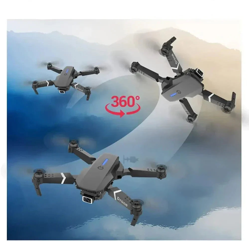 E88 Pro 迷你无人机 - 4K 高清双摄像头、遥控 FPV 和 VR 视角、长续航、飞行路径追踪、3D 翻转功能
