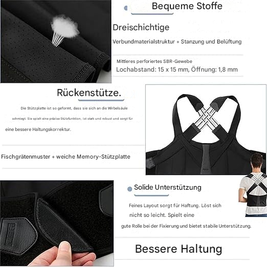 Ergonomic Adjustable Posture Corrector — Stable Vest-Style Support, Wide Shoulder Straps