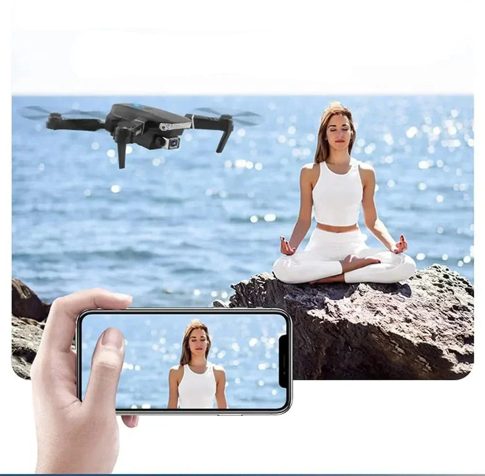 E88 Pro 迷你无人机 - 4K 高清双摄像头、遥控 FPV 和 VR 视角、长续航、飞行路径追踪、3D 翻转功能