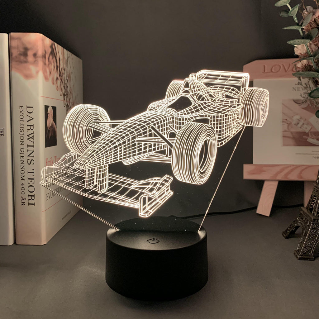 Formula 1 3D illúziólámpa — 7 színváltó mód
