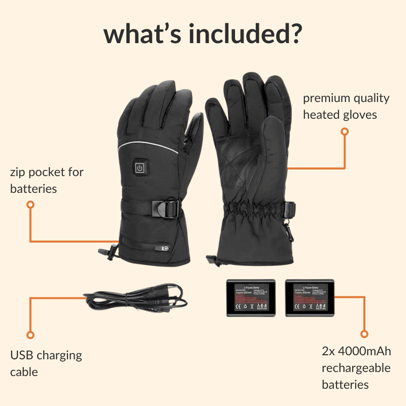 Heated Gloves — Rechargeable, Water-Repellent, Touchscreen Compatible