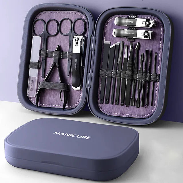 LuxNails Portable Manicure and Pedicure Set — Professional Stainless Steel Tools, Multifunctional Design, Luxury Storage Case