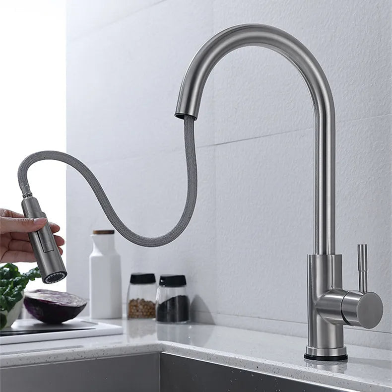 Rubinetto da cucina estraibile in ottone TouchTech – Miscelatore con sensore touchless e bocca flessibile