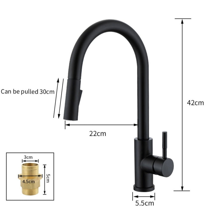 Rubinetto da cucina estraibile in ottone TouchTech – Miscelatore con sensore touchless e bocca flessibile