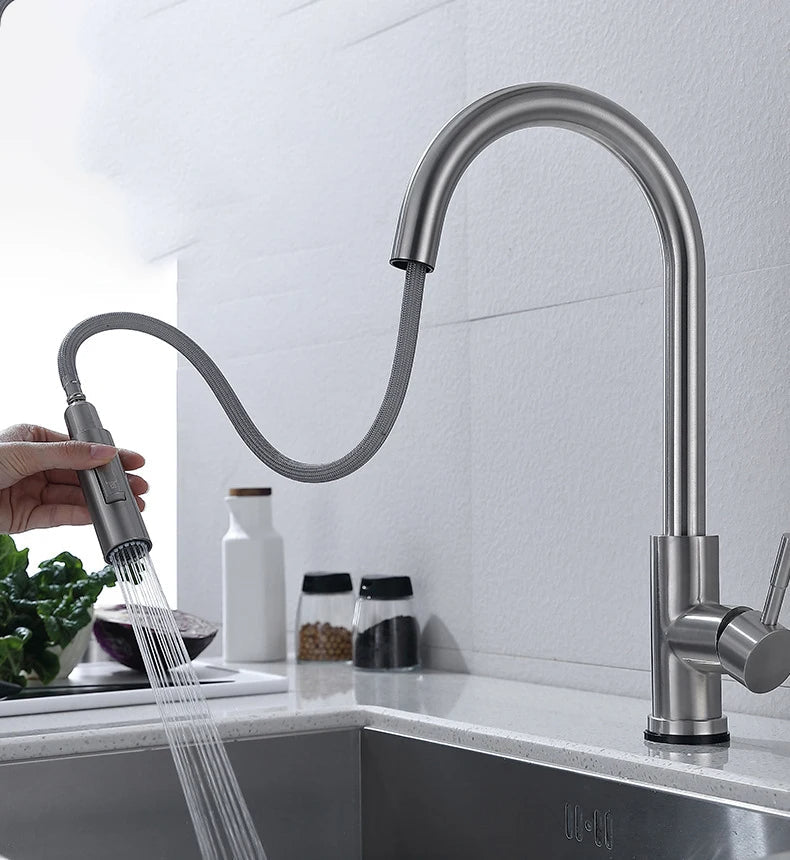 Rubinetto da cucina estraibile in ottone TouchTech – Miscelatore con sensore touchless e bocca flessibile