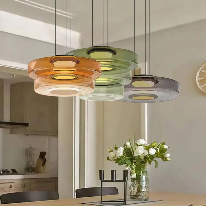 Italiensk ravfarget pendellampe av glass til spisestuen | boxzora
