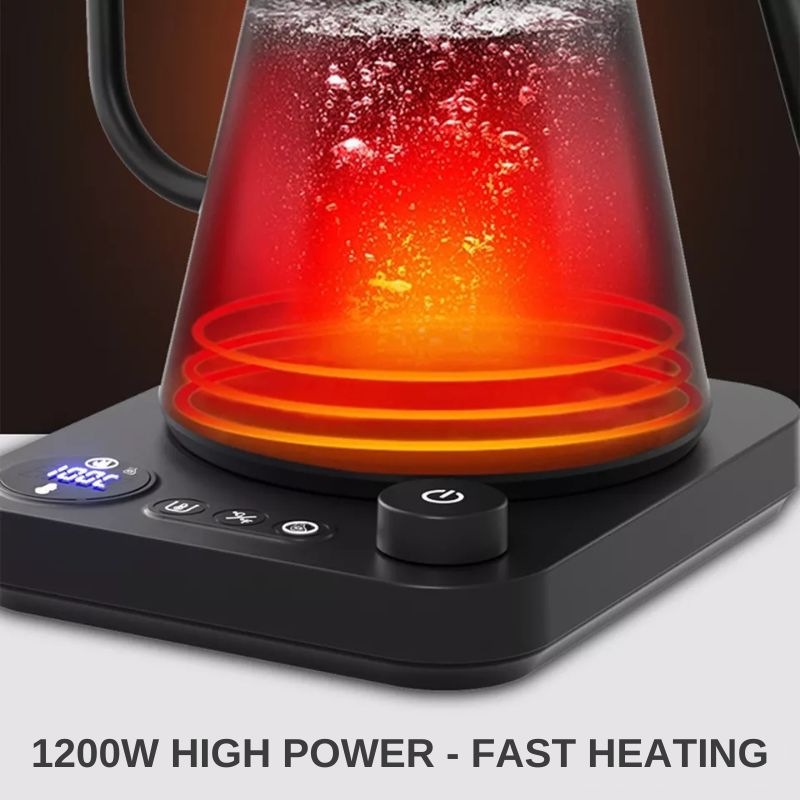 Elektrická rychlovarná konvice s husím krkem — chytrá regulace teploty