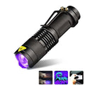 Mini torcia a luce nera UV LED — lente zoom regolabile, tre modalità di illuminazione, torcia ultravioletta
