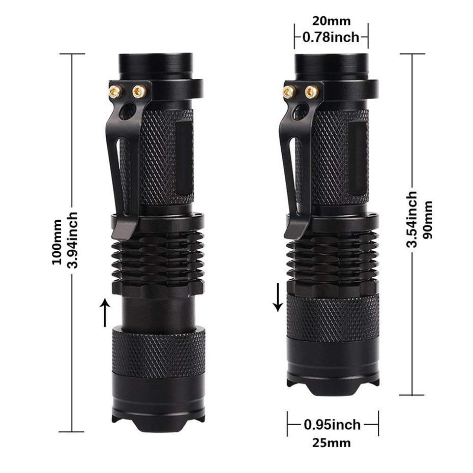 Mini torcia a luce nera UV LED — lente zoom regolabile, tre modalità di illuminazione, torcia ultravioletta