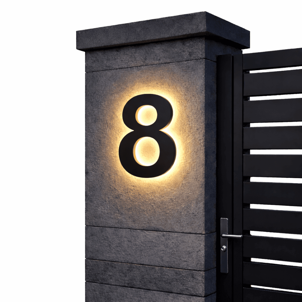 SIGNGLOW opplyst LED-skilt med husnummer — moderne adresselys
