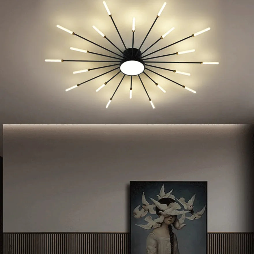 Modern Firework Flush Ceiling Light Metal Dimmable for Living Rooms | boxzora