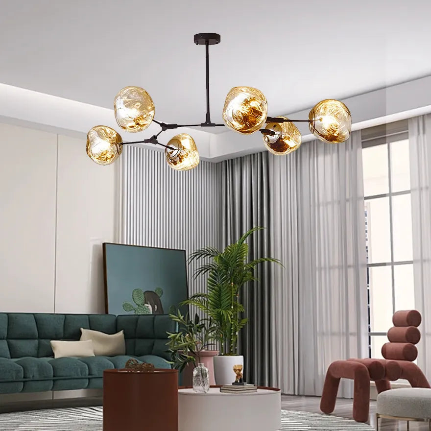 Moderner Lava-Metallkronleuchter für das Wohnzimmer, höhenverstellbar | boxzora
