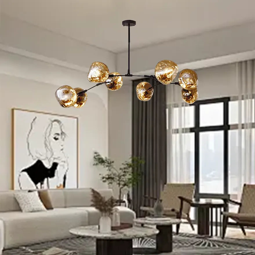 Moderne metalen lavakroonluchter voor de woonkamer, in hoogte verstelbaar | boxzora