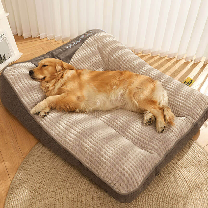 厚手の背もたれ付き犬用ベッド - 傷がつきにくい表面