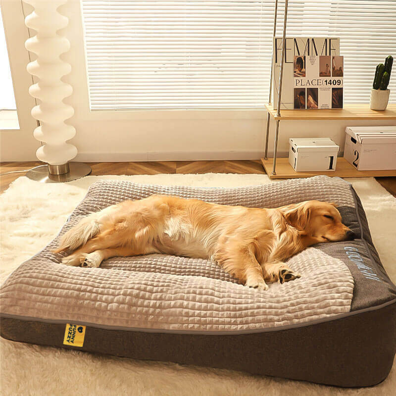 厚手の背もたれ付き犬用ベッド - 傷がつきにくい表面