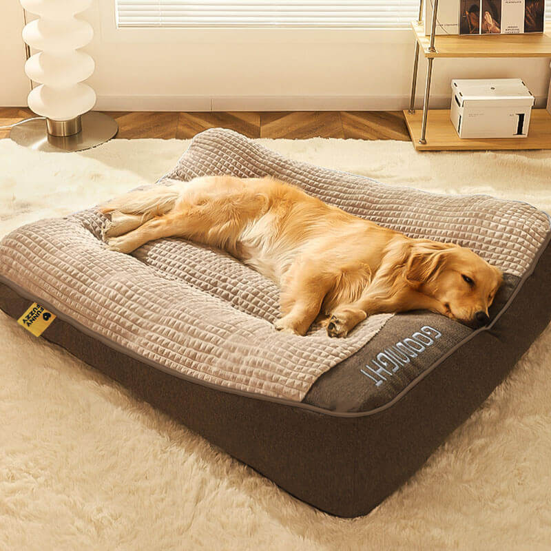 厚手の背もたれ付き犬用ベッド - 傷がつきにくい表面