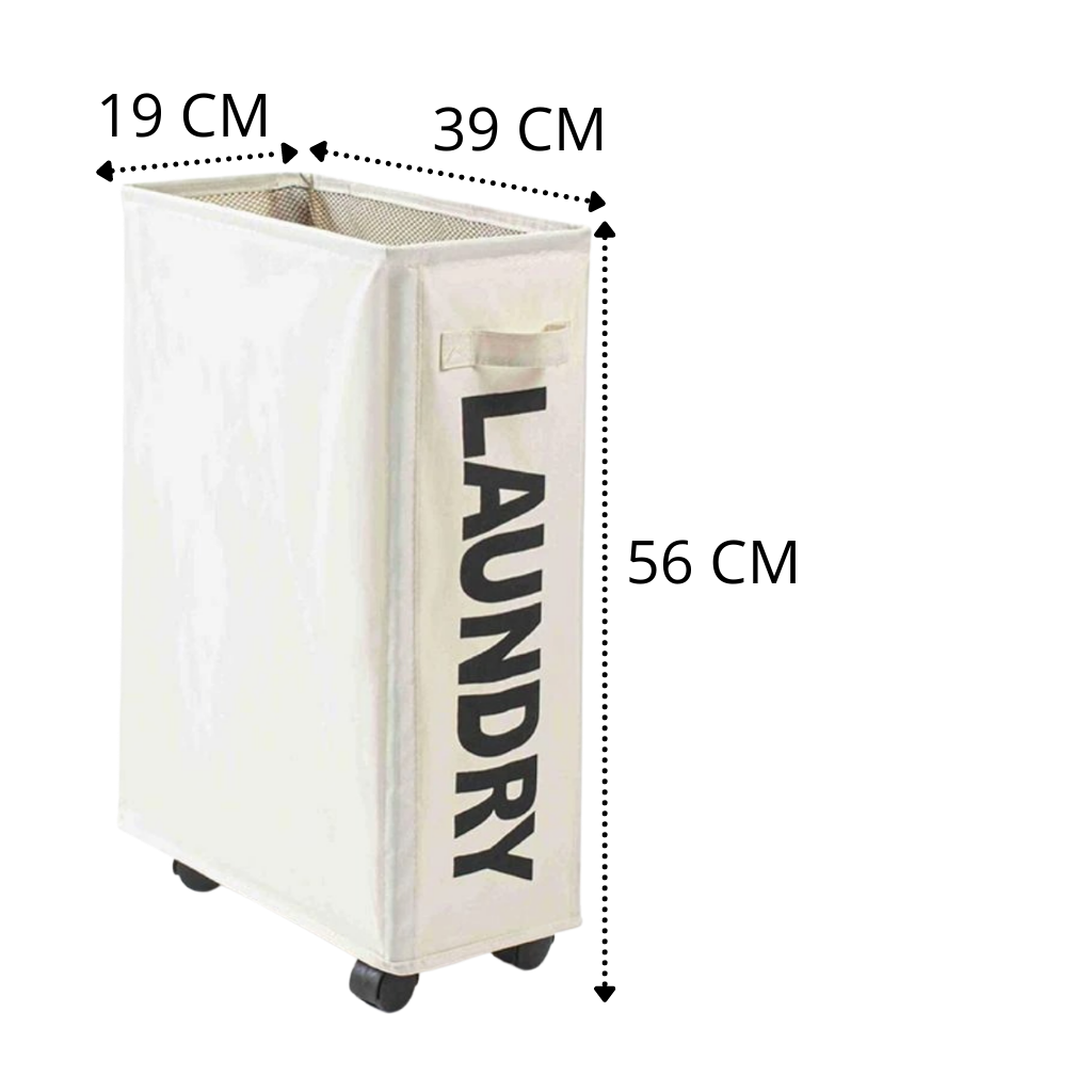 Portable 40L Laundry Basket — Adjustable Wheels, Leather Handle, Waterproof