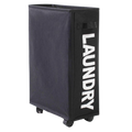 Portable 40L Laundry Basket — Adjustable Wheels, Leather Handle, Waterproof
