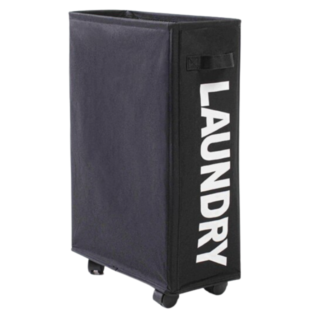 Portable 40L Laundry Basket — Adjustable Wheels, Leather Handle, Waterproof
