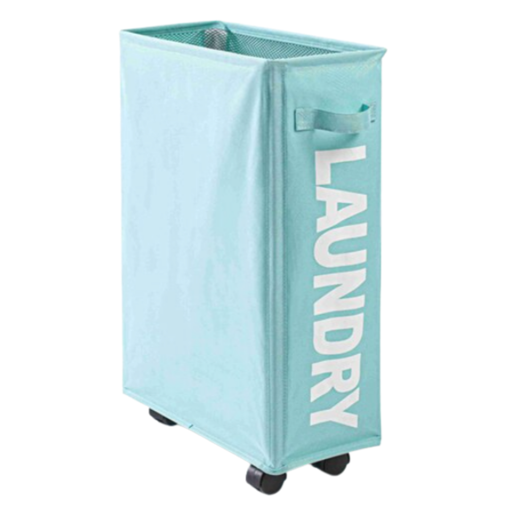 Portable 40L Laundry Basket — Adjustable Wheels, Leather Handle, Waterproof