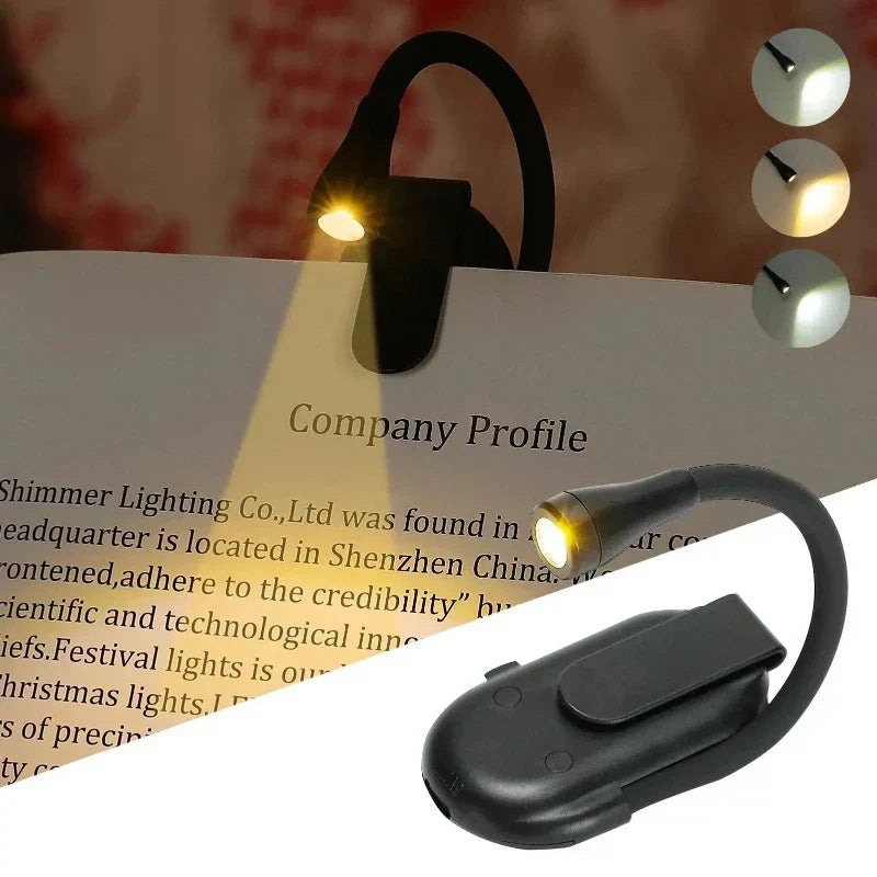 Lampe de lecture rechargeable à clipser sur un livre - rotation réglable à 360°