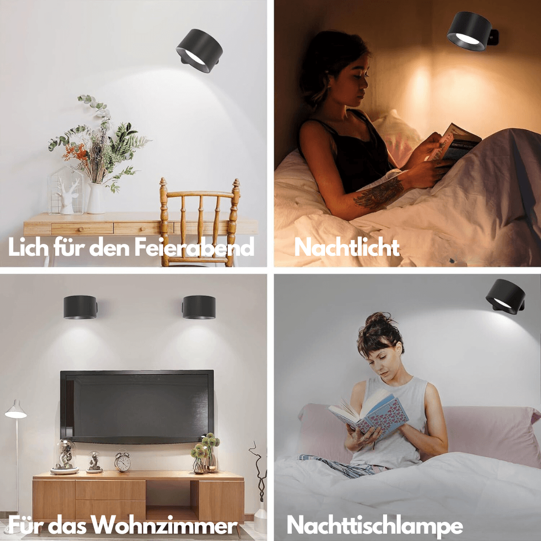 Wireless Wall Lamp — USB Rechargeable LED Lighting, 360° Adjustable Head