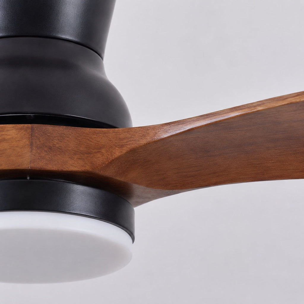 Modern mennyezeti ventilátor – fényerő-szabályozható, 18 W-os LED-lámpa, diófa lapátok, távirányító
