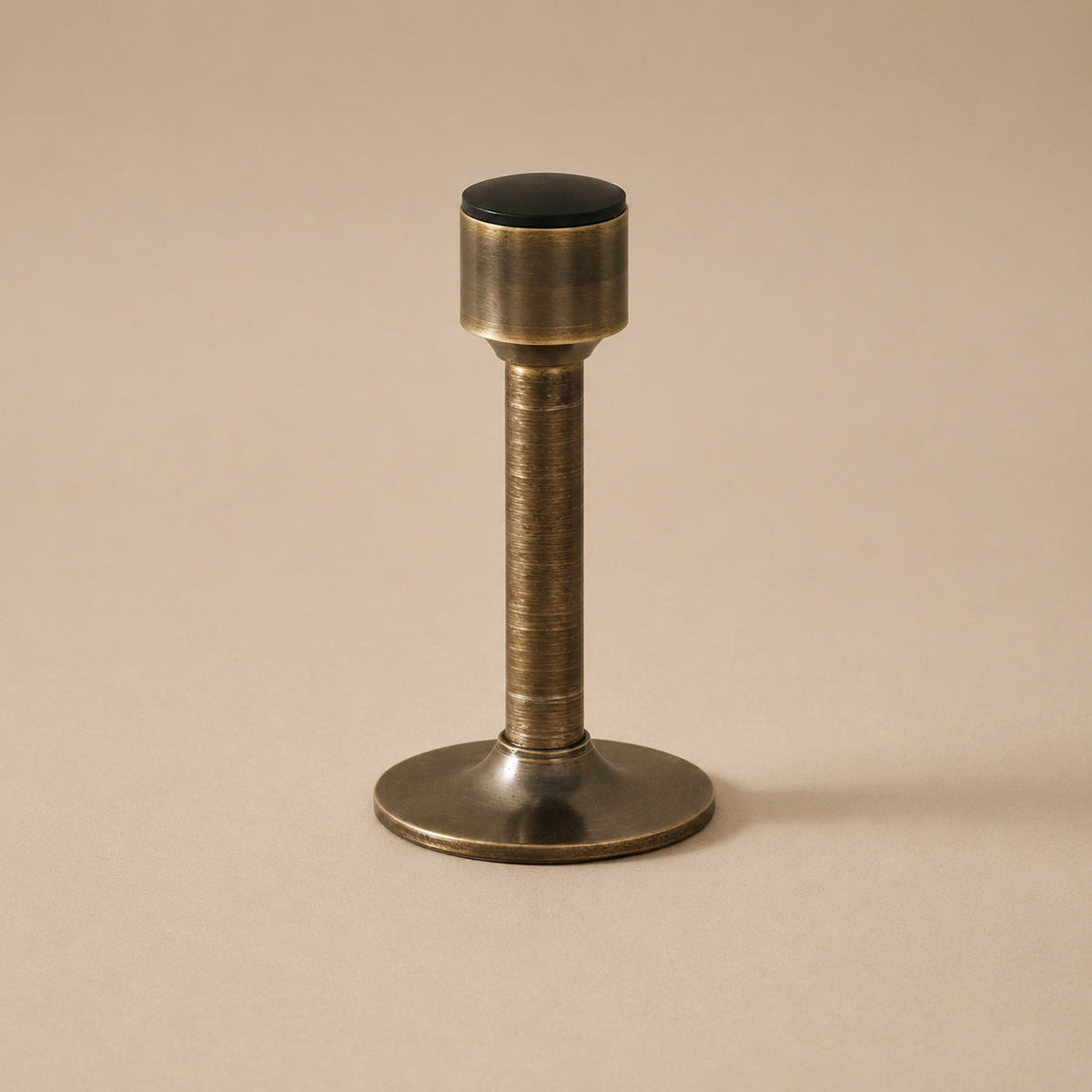 Solid Brass Door Stop — Adhesive or Screw Mount, Noise-Reducing Rubber Tip