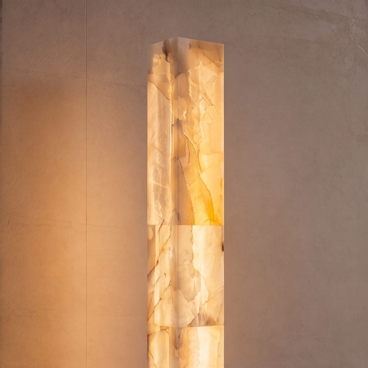 Adjustable Modern Floor Lamp — Alabaster Body, Marble Base, Integrated LED Lighting