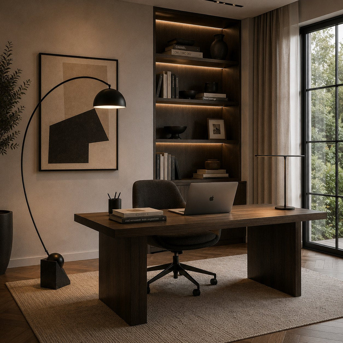 Modern LED Floor Lamp — Adjustable 60-72 Inch Height, Gold Marble Base, White & Gold Shade