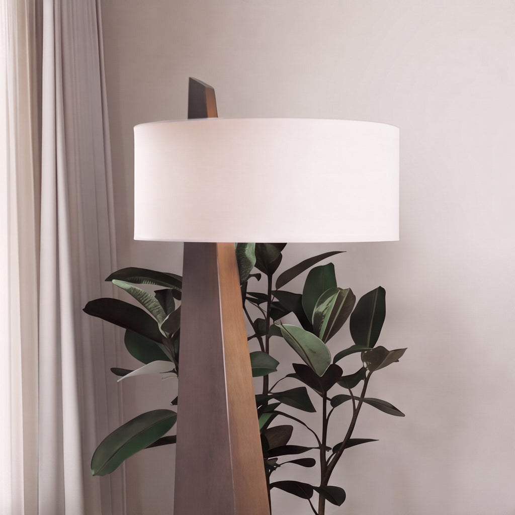 Modern Asymmetrical Floor Lamp — Adjustable Height, Iron Body, Fabric Shade