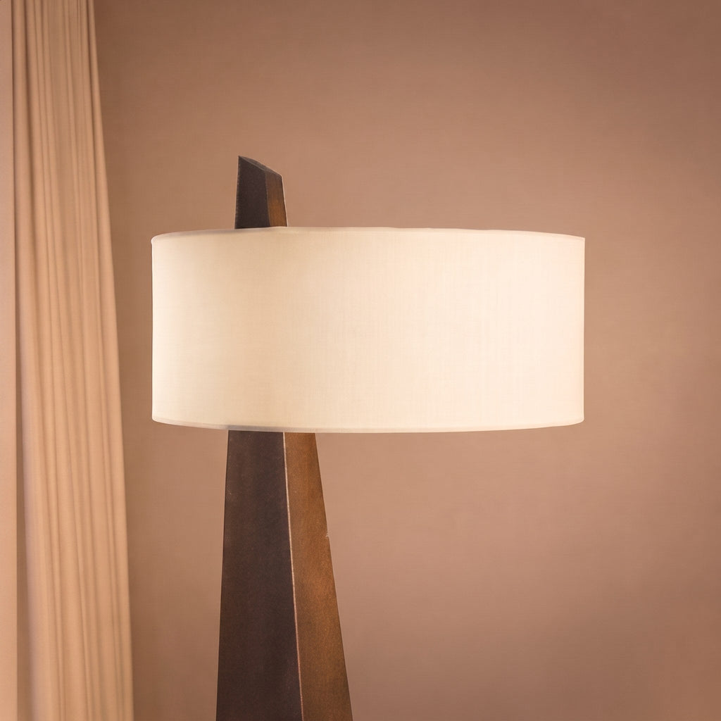 Modern Asymmetrical Floor Lamp — Adjustable Height, Iron Body, Fabric Shade