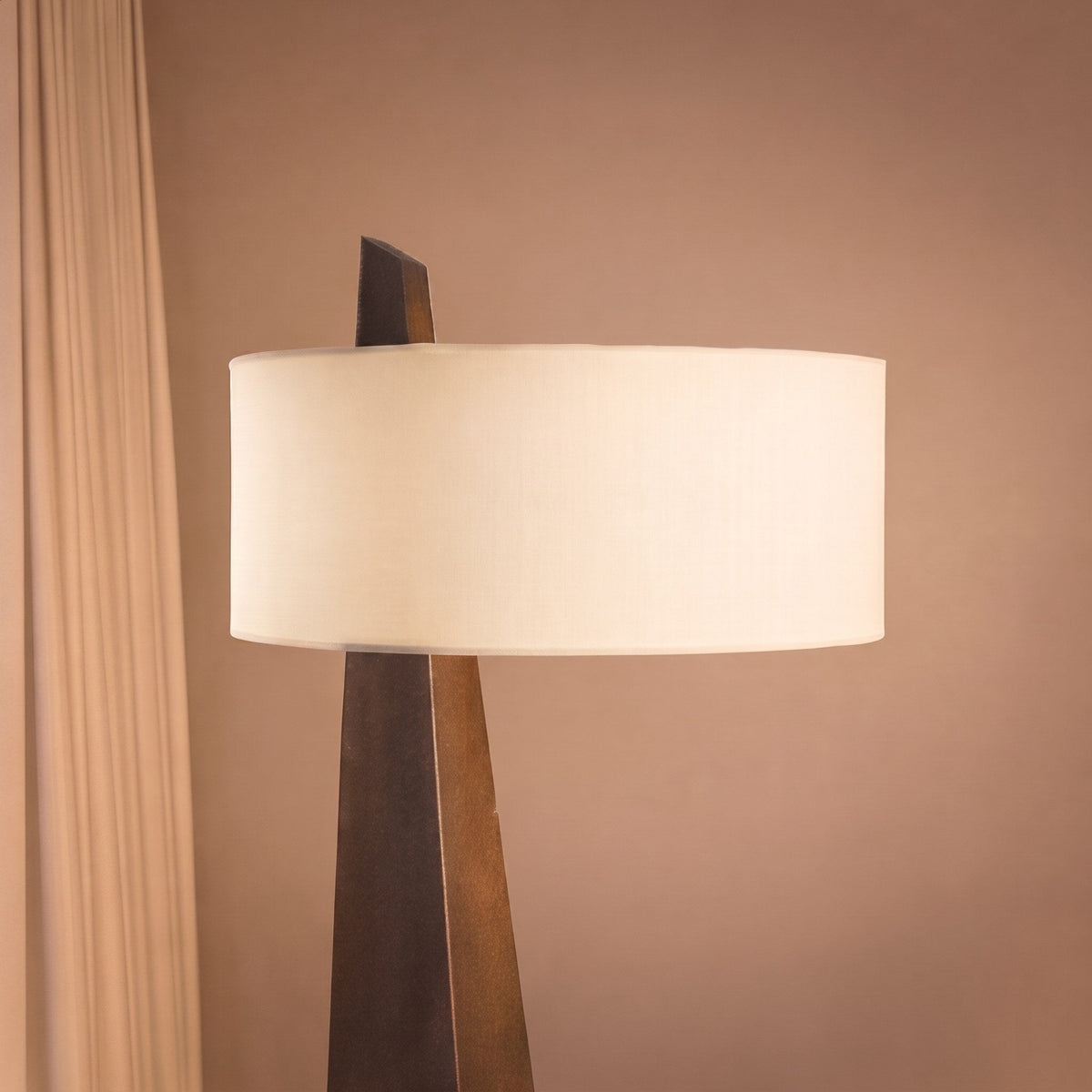 Modern Asymmetrical Floor Lamp — Adjustable Height, Iron Body, Fabric Shade