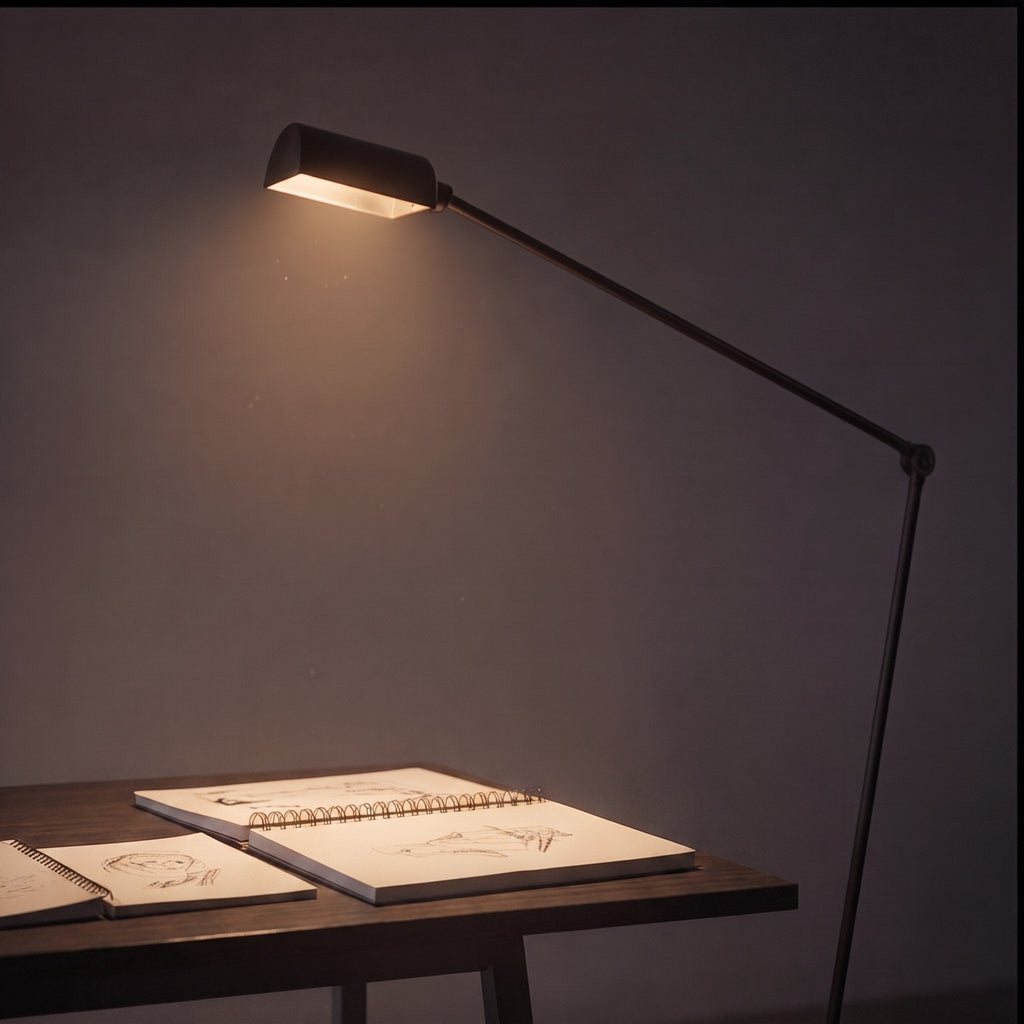 Modern Adjustable Height Floor Lamp — Metal Shade, Integrated LED Lighting