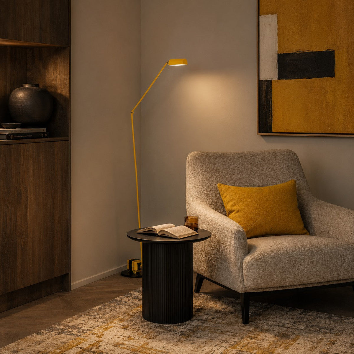 Modern Adjustable Height Floor Lamp — Metal Shade, Integrated LED Lighting