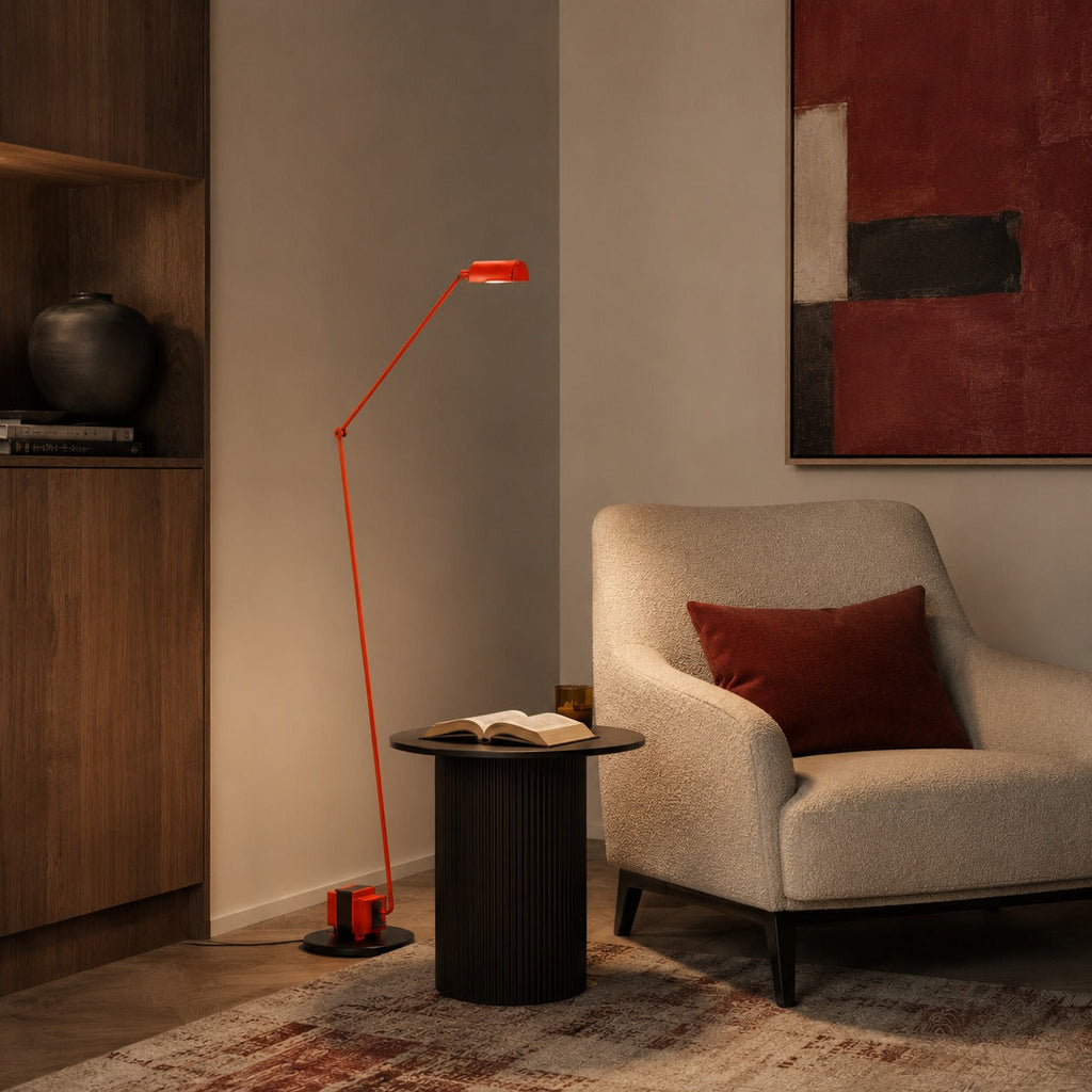 Modern Adjustable Height Floor Lamp — Metal Shade, Integrated LED Lighting