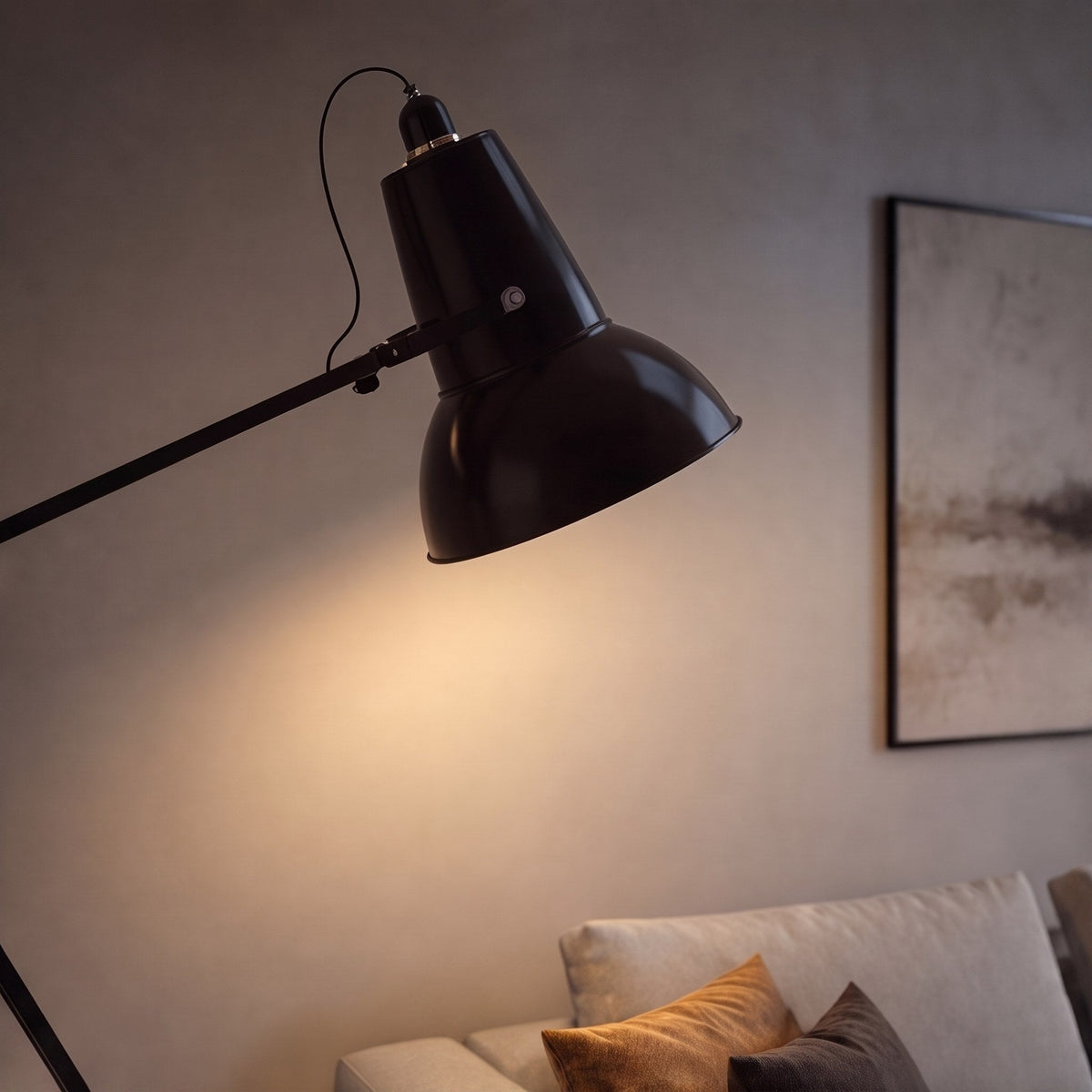 Modern Adjustable Height Floor Lamp — Task & Ambient Lighting, Metal Base