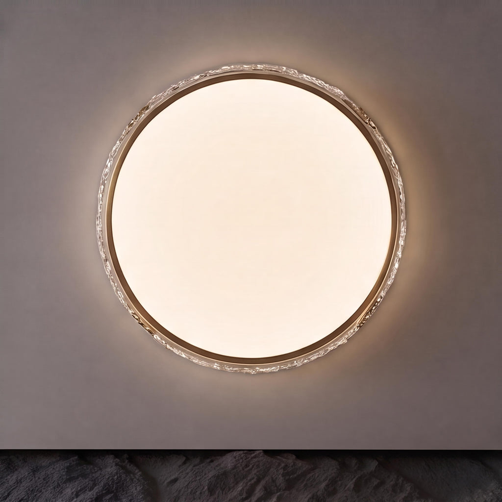 Modern Flush Mount Ceiling Light — Copper Trim, Glass Diffuser, Soft Ambient Glow
