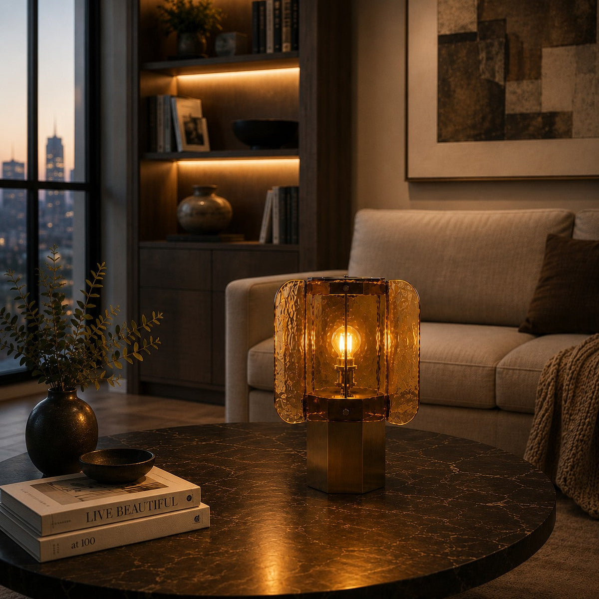 Modern Glass LED Table Lamp — USB Powered, Touch Activated, Adjustable Brightness
