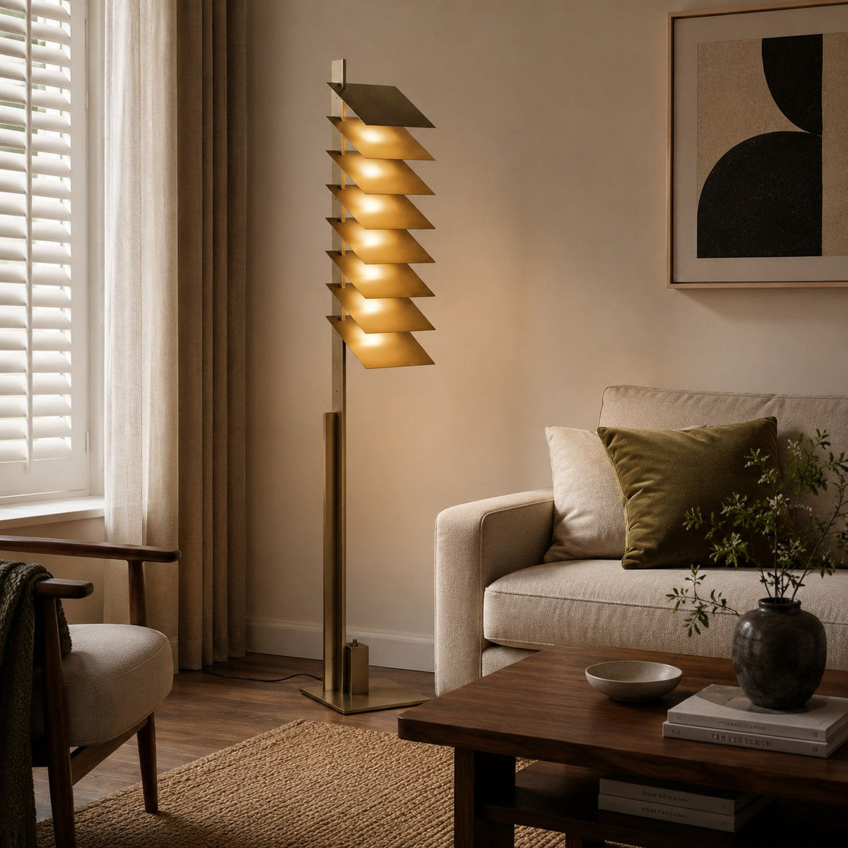 Modern Industrial Floor Lamp — Bronze Finish, Integrated LED, Adjustable Aluminum Shade