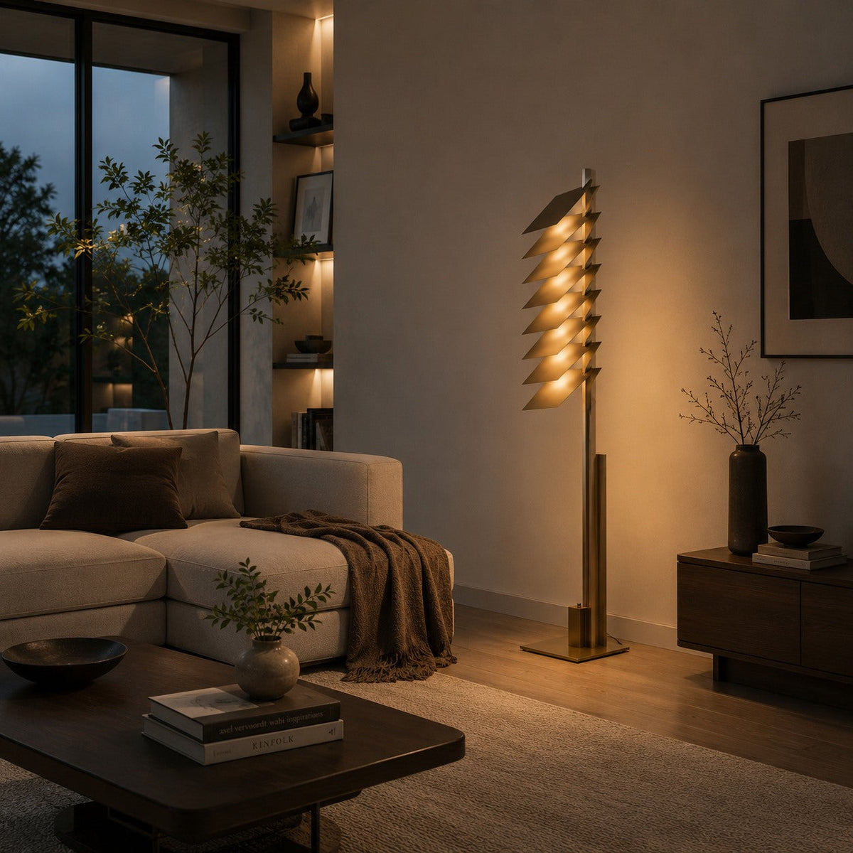 Modern Industrial Floor Lamp — Bronze Finish, Integrated LED, Adjustable Aluminum Shade
