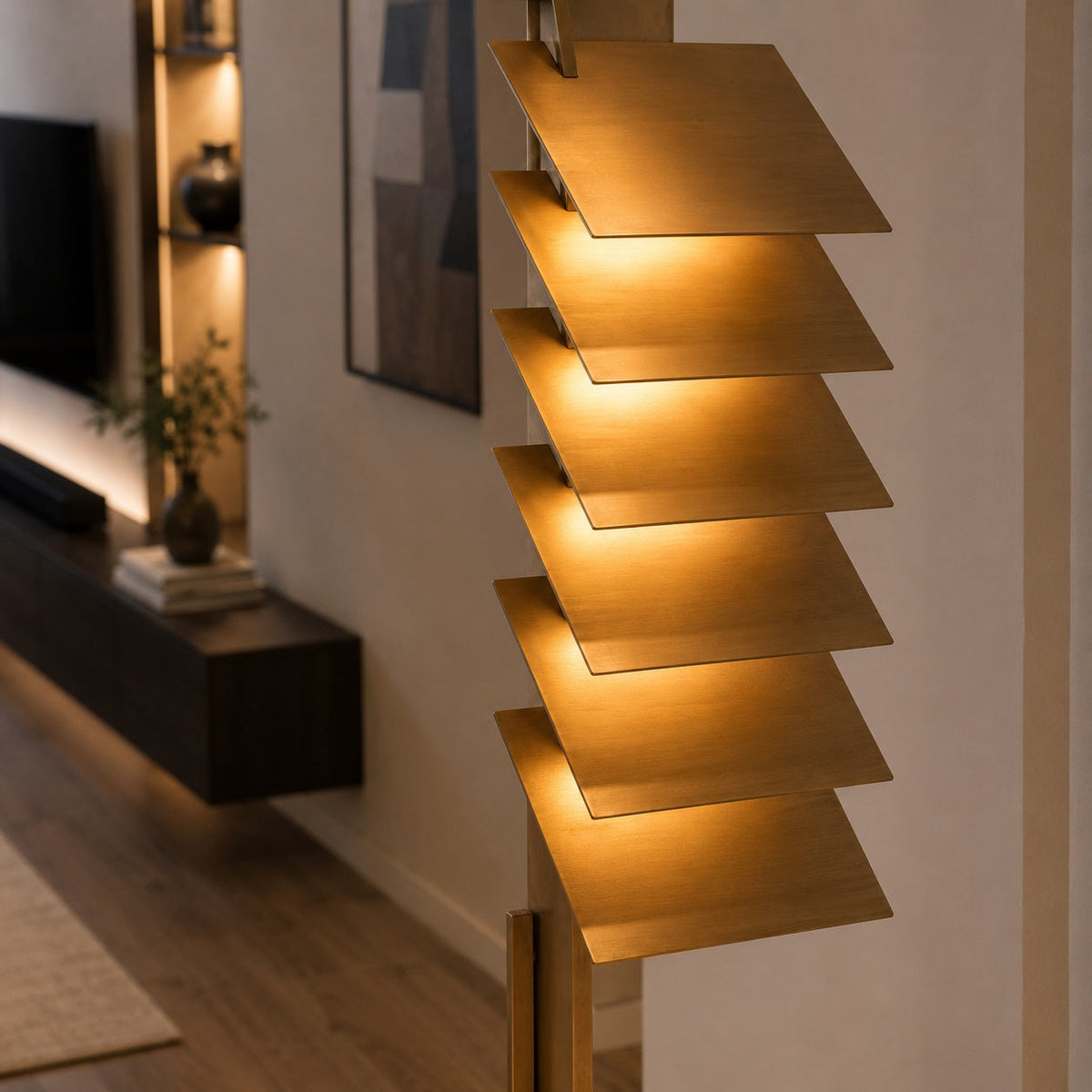 Modern Industrial Floor Lamp — Bronze Finish, Integrated LED, Adjustable Aluminum Shade