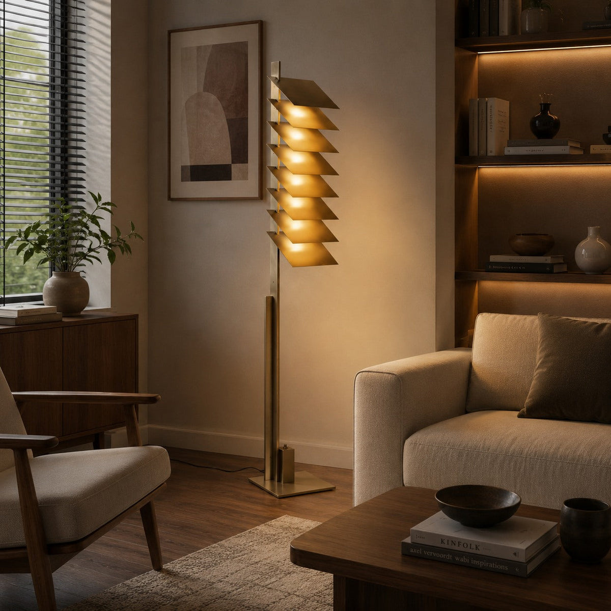 Modern Industrial Floor Lamp — Bronze Finish, Integrated LED, Adjustable Aluminum Shade